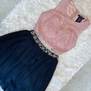 Two Piece pink & black formal/homecoming dress